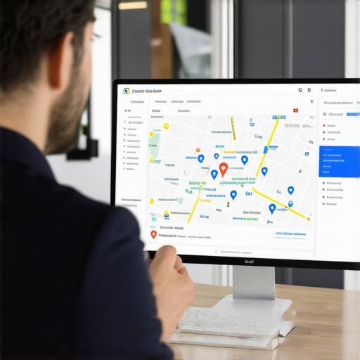 Business owner and SEO expert discussing Google Maps optimization in office