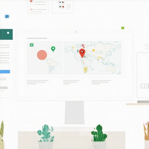 Person reviewing local SEO analytics on a laptop with Google Maps and charts.
