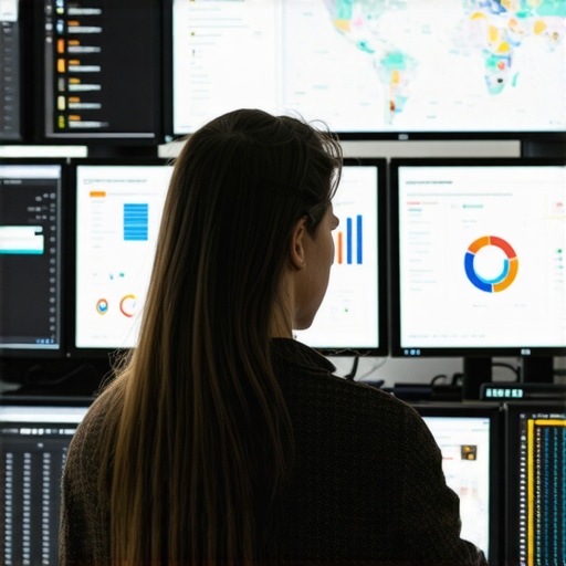 Person reviewing local SEO analytics and maps on multiple screens, showcasing tools used for maintenance.