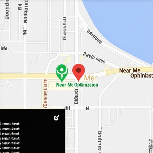 Local Business Map Optimization Map with highlighted local business listings and reviews