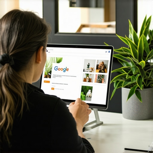 Optimizing Google My Business Business owner updating GMB profile with images and details