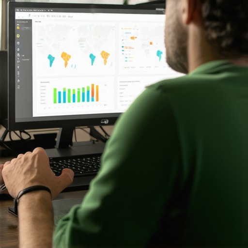 Business owner analyzing local SEO and map data on a computer