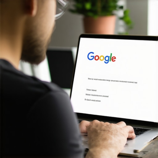 Business owner optimizing Google My Business profile on a laptop for local SEO