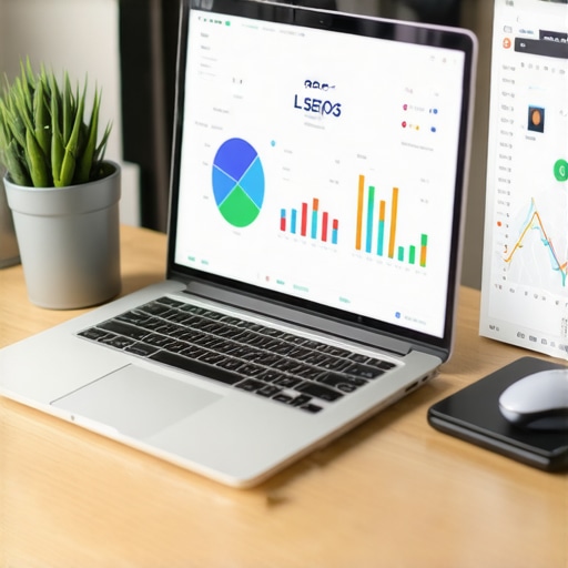 Local SEO Tools in Action Laptop screen showing local SEO analytics and maps