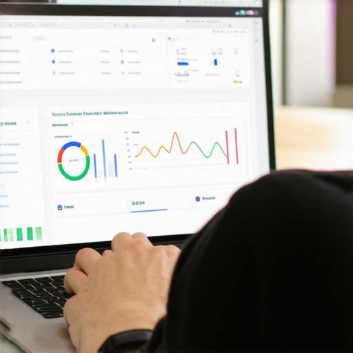 Person analyzing local SEO data on a laptop showing Google My Business insights