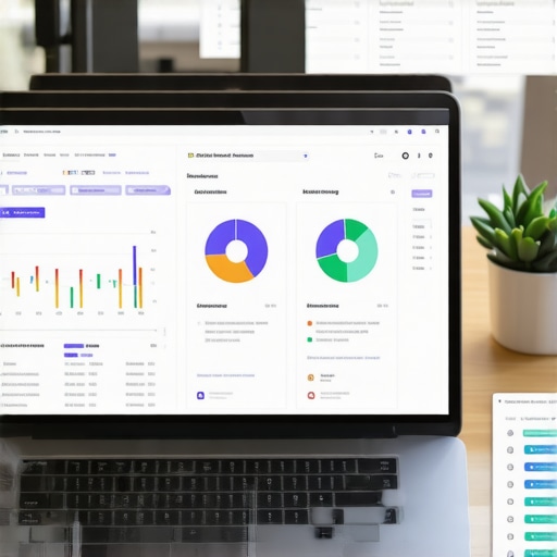A person managing local SEO analytics on a laptop with various SEO tools