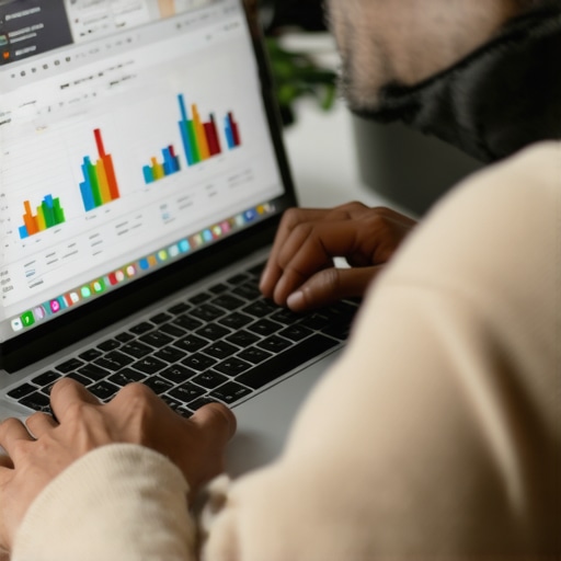 Person reviewing SEO performance metrics on a laptop for local search optimization.