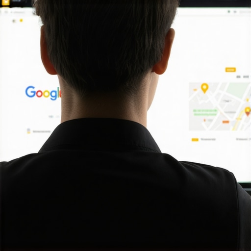 SEO expert reviewing local maps and ranking metrics on a computer.