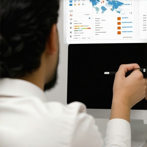 Local SEO Analysis Person reviewing local SEO performance metrics on a computer screen