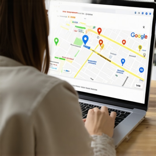 Person reviewing local SEO analytics on a laptop, with Google Maps displayed on the screen.