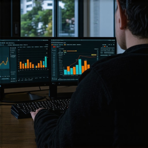 Smart SEO Maintenance Tools in Action A person analyzing local SEO data on a computer for ongoing Google Maps optimization
