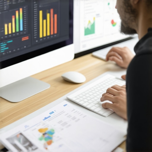 A team of digital marketers planning local SEO tactics using computers and data charts