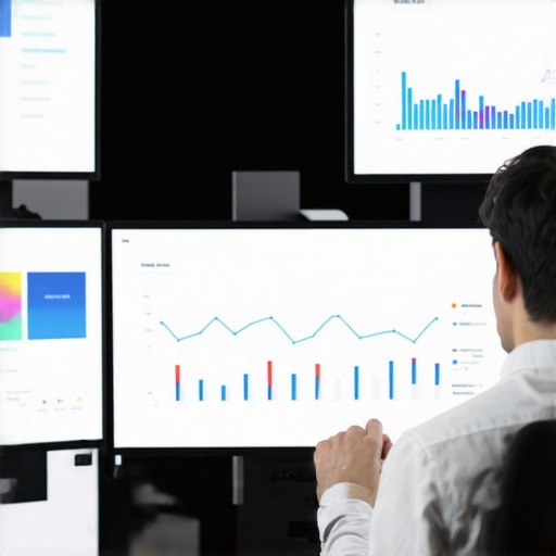 Digital marketer reviewing local SEO performance on multiple screens