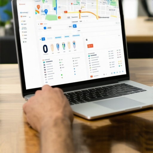 Person reviewing local search and proximity data on laptop screen