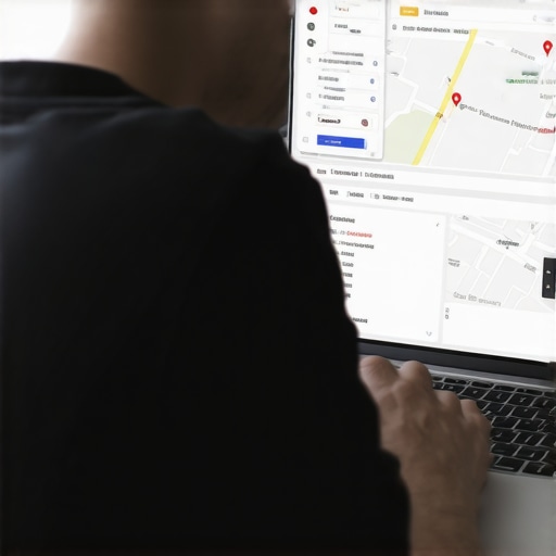 Person reviewing local SEO analytics on a laptop with Google Maps
