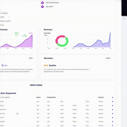 Screen dashboard with local SEO metrics including reviews, rankings, and competitor analysis.