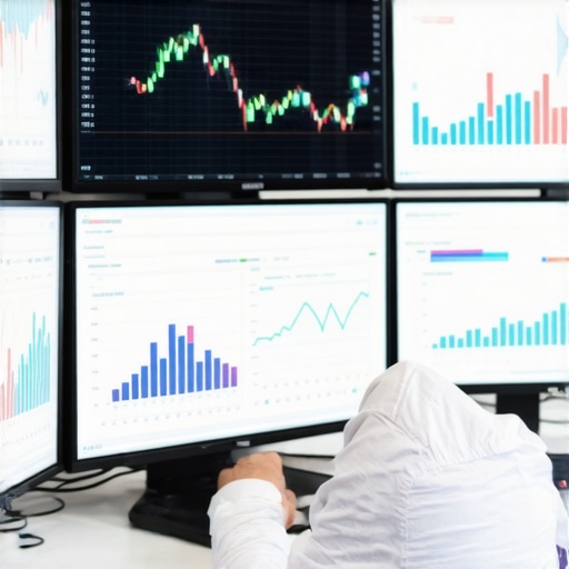 A marketer viewing SEO analytics on dual monitors, emphasizing data-driven local SEO strategies.