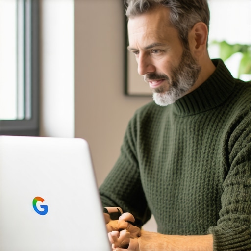 Business owner editing Google My Business listing on a laptop.